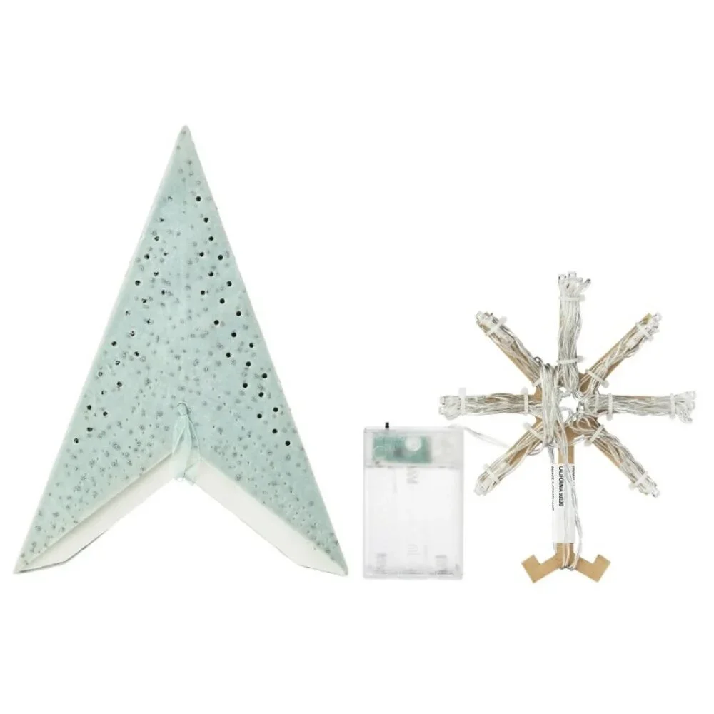 NEW Light Up Battery Operated Flocked Star Christmas Hanging Decoration Decor Ho